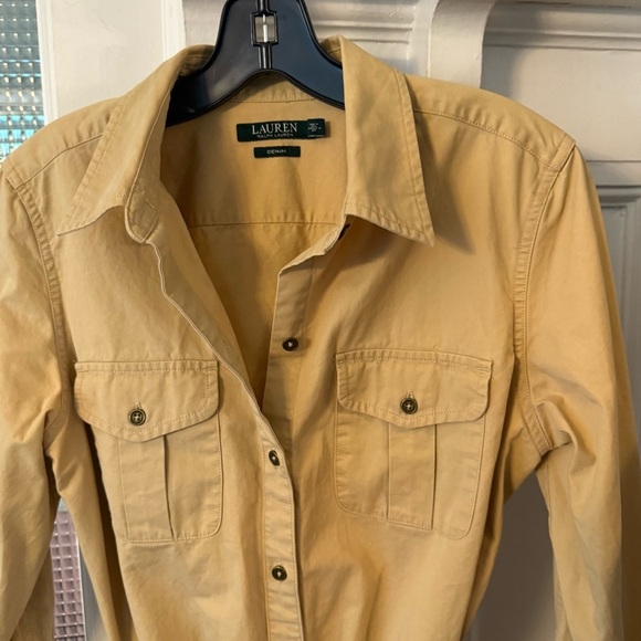 Lauren Ralph Lauren Women's Shirt Dress Denim  Khaki Button Down Size M - Picture 3 of 10